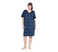 Ulla Popken Camisa Grande, Flores, Bordado, Escote en V, Media Manga Azul Noche 54+ 842586139-54+
