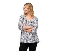 Ulla Popken T-Shirt mit Druck und 3/4 Arm, A-Line Camisetas, Blanco Nieve, 48-50 Mujeres
