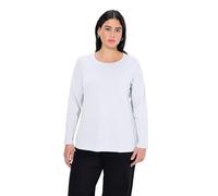 Ulla Popken Camisa, Slim, Cuello Redondo, Manga Larga Blanco Nieve 50+ 646801200-50+