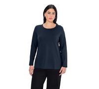 Ulla Popken Camiseta Básica, Cuello Redondo, Ajustada, Manga Larga, Camiseta para Mujer, Azul (Blauschwarz), 46-48