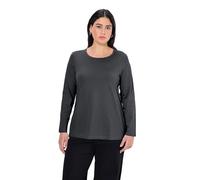 Ulla Popken Camiseta Básica, Cuello Redondo, Ajustada, Manga Larga, Camiseta para Mujer, Gris (Anthrazit 12), 58-60