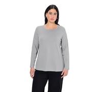 Ulla Popken Camisa, Slim, Cuello Redondo, Manga Larga Mezcla Gris Claro 46+ 646801134-46+