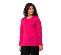 Ulla Popken Camisa, Slim, Cuello Redondo, Manga Larga Rosa Magenta 46+ 646801528-46+