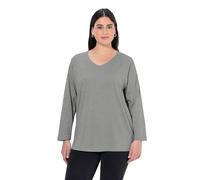 Ulla Popken Basic-v-Shirt, Langarm Camiseta, Color Gris Claro, 48-50 para Mujer