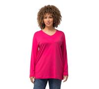 Ulla Popken Camiseta básica en V, Manga Larga, Rosa Magentapink, 52-54 para Mujer