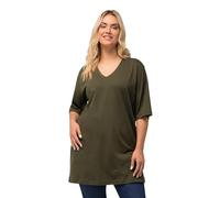 Ulla Popken, Camiseta básica en V para Mujer, Tallas Grandes, Bosque Verde, 50-52