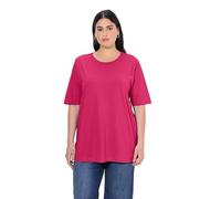 Ulla Popken Camiseta básica para Mujer, Cuello Redondo, Relajada, Media Manga, Rosa Magenta, 20-22