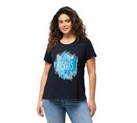 Ulla Popken Camiseta con Estampado Frontal Tonos Azules, Classic 829290, Marine, 48-50 Mujeres