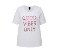 Ulla Popken Camiseta con Cool Vibes Only 832090, Blanco, 48-50 Mujeres