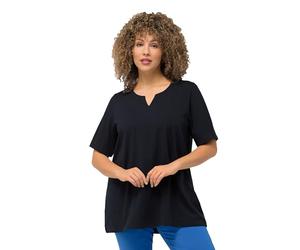 Ulla Popken - Camiseta con Cuello de túnica y Manga Media Larga para Mujer, Exterior (Color de Repuesto), 48 Grande