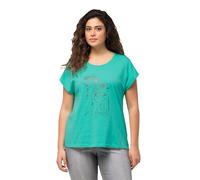 Ulla Popken Camiseta con Estampado de Foil, Talla Grande 831850, Verde Agua, 44-46 Mujeres