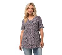 Ulla Popken Camiseta con Pliegues para Mujer con Estampado mínimo, Morado, 48-50
