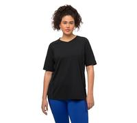 Ulla Popken Camiseta con protección UV 50+, Cuello en V, Media Manga, Negro, 56-58 para Mujer
