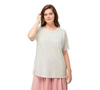 Ulla Popken Camiseta de Gran tamaño con Bolsillo Bordado, Blanco, 44-46 para Mujer