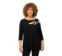 Ulla Popken Camiseta de Manga 3/4, Negro, 60-62 para Mujer