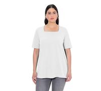 Ulla Popken Camiseta Corta, línea A, Cuello Care, Media Manga, Blanco, 64-66 para Mujer