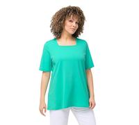 Ulla Popken, Camiseta de Manga Corta para Mujer, Corte Acampanado, Cuello Carree, Tallas Grandes, Verde Agua, 44-46