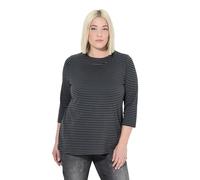 Ulla Popken Camiseta de Manga Larga a Rayas con Cuello Alto para Mujer, Gris Grafito, 58-60