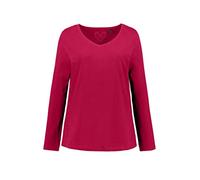 Ulla Popken Camiseta de Manga Larga en V, Rojo, 48-50 para Mujer