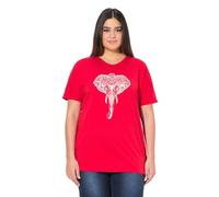 Ulla Popken Camiseta de Mujer con Estampado de Animales, Talla Grande, Lino, 44-46