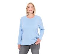 Ulla Popken Camiseta de Mujer Tallas Grandes Tallas Grandes Tallas Grandes Camiseta Slim Cuello Redondo Manga Larga, Azul Claro, 62-64