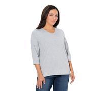 Ulla Popken Camisa, Bordado de corazón, Classic, Escote en V, Mangas 3/4 Mezcla Gris Claro 50+ 845395134-50+