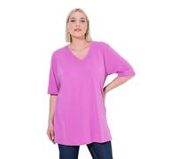 Ulla Popken T-Shirt, V-Ausschnitt, Relaxed, Halbarm Camiseta básica en V, Cool Pink, 44-46 Grande Mujeres