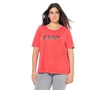 Ulla Popken T-Shirt mit Camiseta con Easy Wording, Classic, Rojo Claro, 50-52 Grande Mujeres
