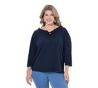 Ulla Popken Camiseta, Escote Carmen, Manga 3/4, algodón Bio Marina 46+ 848301130-46+