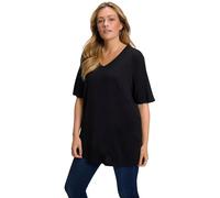 ULLA POPKEN Maglietta Basic, Scollo A V, Rilassata, A Mezza Manica Camiseta, Azul y Negro, 68 ES Mujeres