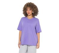 Ulla Popken Camiseta, Estampado, Corte Relajado, Escote en V, Manga Corta Lila 54+ 852817824-54+