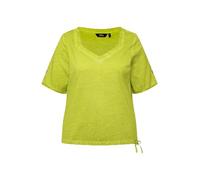 Ulla Popken Camiseta, Estrella metálica, Cinta en el bajo, Escote en Forma de corazón, Media Manga Verde Manzana 46+ 830325416-46+