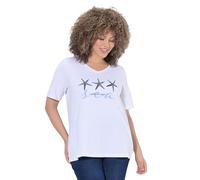 Ulla Popken Camiseta, Estrellas de mar, Classic, Escote en V, Media Manga Blanco Nieve 42+ 838904200-42+