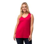 Ulla Popken Camiseta Femenina con Cuello en V para Mujer, Rojo, 44-46