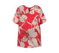 Ulla Popken Camiseta, Flores, Oversize, Cuello de túnica, Media Manga Coral 46+ 828809528-46+