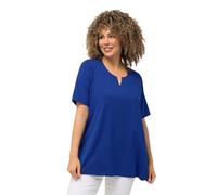 Ulla Popken Camiseta, Forma en A, Cuello de túnica, Media Manga Azul Cobalto 54+ 807259760-54+