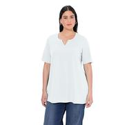 Ulla Popken Camiseta de Manga Corta con Cuello de túnica, Blanco, 52-54 para Mujer