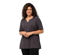 Ulla Popken T-Shirt, A-Linie, Tunika-Ausschnitt, Halbarm Camiseta con Cuello de lágrima, Gris Grafito, 50-52 Grande Mujeres