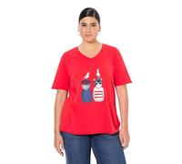 Ulla Popken Camiseta, Gatos, Forma en A, Cuello de Pico, Media Manga Rojo neón 50+ 836020520-50+