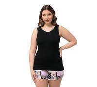 Ulla Popken, Camiseta Interior para Mujer, Cuello en V, Modal de algodón, Negro, 44-46