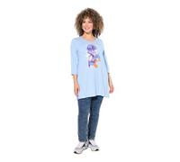 Ulla Popken Camiseta Larga, Flores, Corte en A, Escote en V, Manga 3/4 Azul Luminoso 50+ 835061720-50+