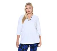 Ulla Popken Camiseta Larga, Forma en A, Cuello de túnica, Manga 3/4 Hueso 42+ 837738200-42+