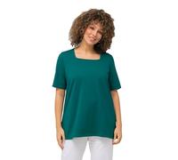 Ulla Popken Camiseta, línea A, Cuello Carree, Media Manga 807286, Esmeralda, 64 ES/66 ES Mujeres