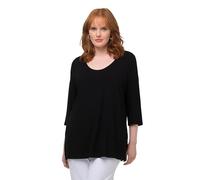 Ulla Popken Camiseta Manga 3/4, Negro, 44-46 para Mujer