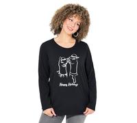 Ulla Popken Weihnachtsshirt, Classic, Rundhals, Langarm Camiseta, Negro, 48-50 Mujeres