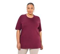 Ulla Popken Camiseta para Mujer, Cuello Redondo, Relajada, Media Manga, Baya Oscura, 50-52