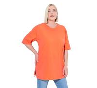 Ulla Popken Camiseta para Mujer, Cuello Redondo, Relajada, Media Manga, Coral de Rosa, 58-60 Grande
