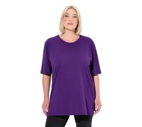Ulla Popken Camiseta para Mujer, Cuello Redondo, Relajada, Media Manga, Deep Purple, 50-52