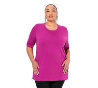 Ulla Popken Camiseta para Mujer, Cuello Redondo, Relajada, Media Manga, Frutas del Bosque, 50-52