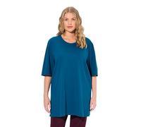Ulla Popken Camiseta para Mujer, Tallas Grandes, Tallas Grandes, Cuello Redondo, Holgado, Media Manga, Azul Verdoso, 56 ES/58 ES